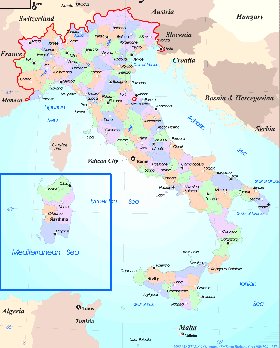 Administratives carte de Italie en anglais