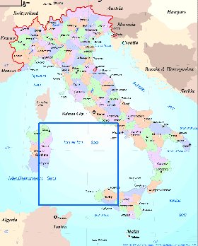 Administratives carte de Italie en anglais