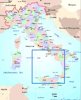 Administratives carte de Italie en anglais