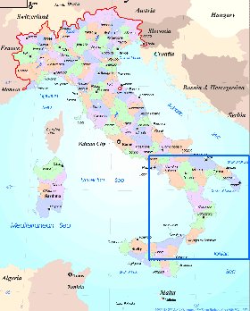 Administratives carte de Italie en anglais