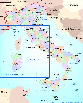 Administratives carte de Italie en anglais