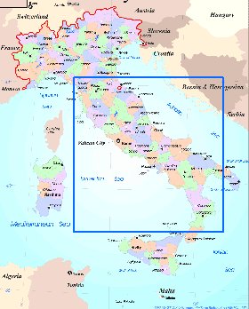 Administratives carte de Italie en anglais