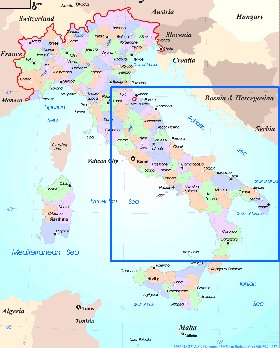 Administratives carte de Italie en anglais