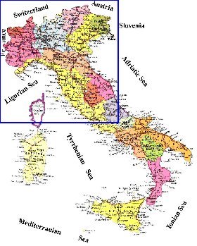 Administrativa mapa de Italia