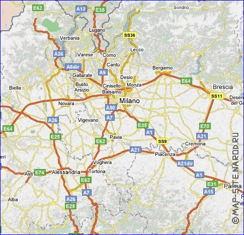 carte de des routes Italie