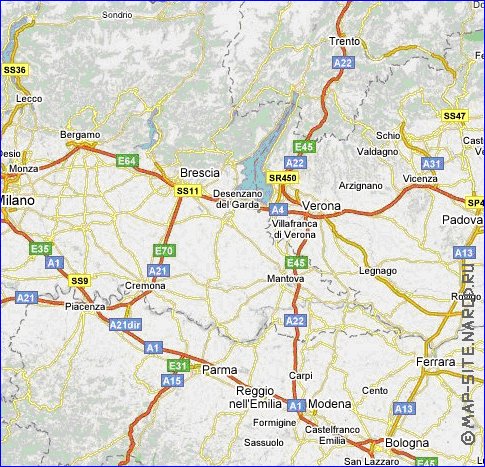 carte de des routes Italie