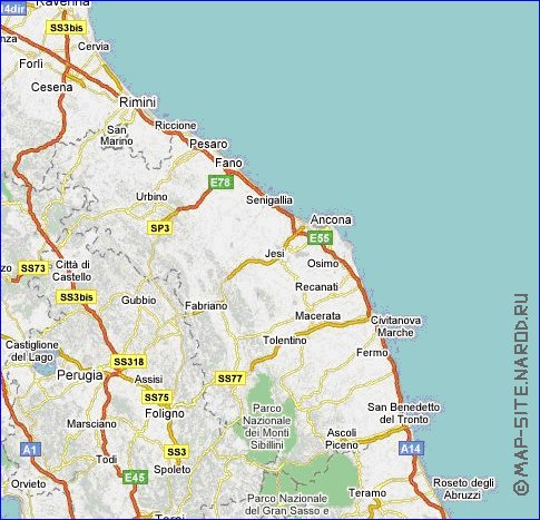 mapa de de estradas Italia