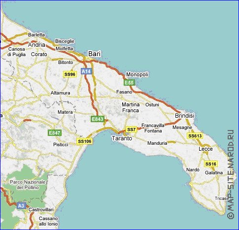 carte de des routes Italie