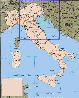 mapa de Italia em ingles