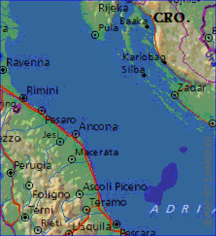 Fisica mapa de Italia em ingles