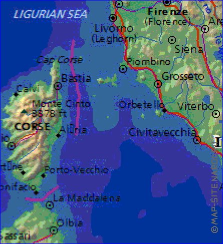 Fisica mapa de Italia em ingles