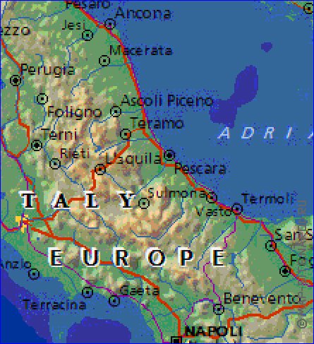 Fisica mapa de Italia em ingles