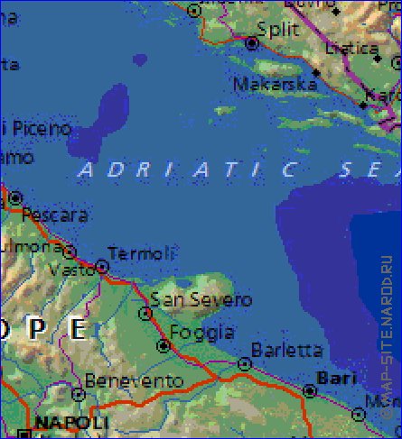 Fisica mapa de Italia em ingles