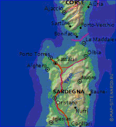 Fisica mapa de Italia em ingles