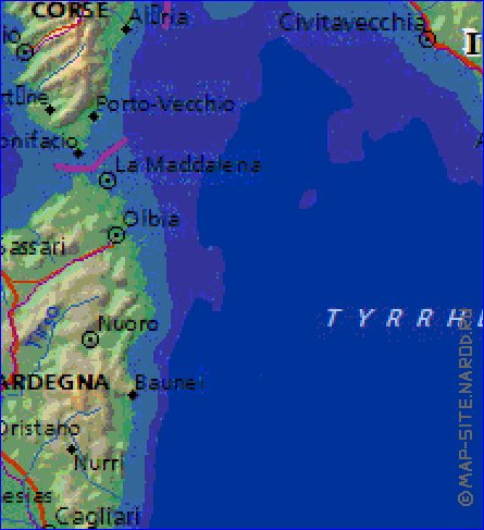 Fisica mapa de Italia em ingles