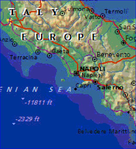 Fisica mapa de Italia em ingles