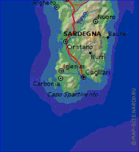 Fisica mapa de Italia em ingles