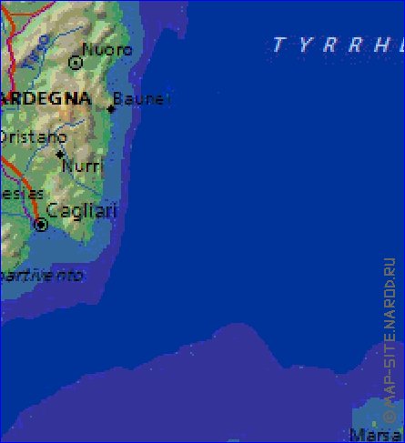 Fisica mapa de Italia em ingles