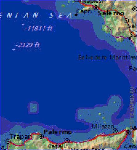 Fisica mapa de Italia em ingles