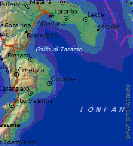 Fisica mapa de Italia em ingles