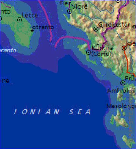 Fisica mapa de Italia em ingles