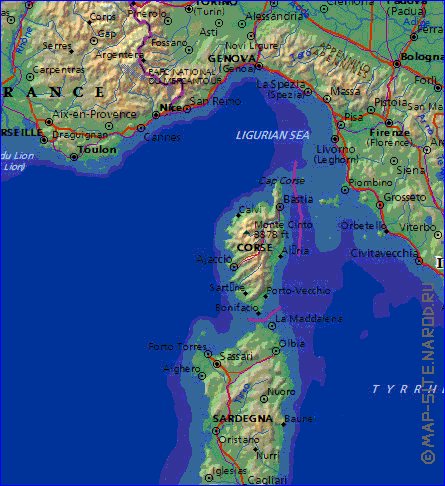 Fisica mapa de Italia em ingles