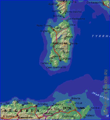 Fisica mapa de Italia em ingles