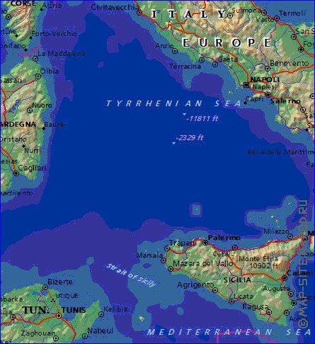 Fisica mapa de Italia em ingles