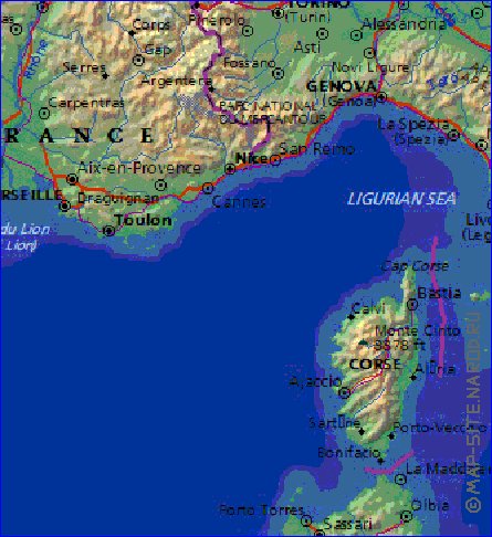 Fisica mapa de Italia em ingles