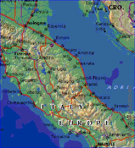 Fisica mapa de Italia em ingles