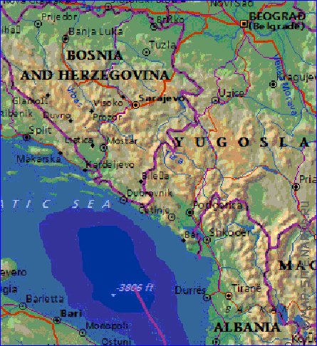 Fisica mapa de Italia em ingles