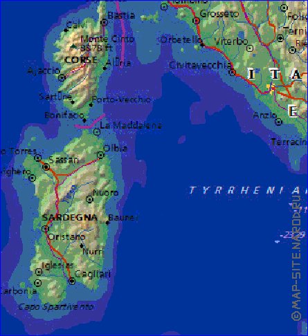 Fisica mapa de Italia em ingles