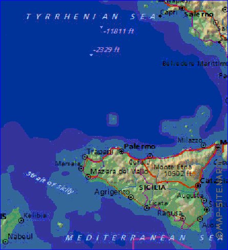 Fisica mapa de Italia em ingles