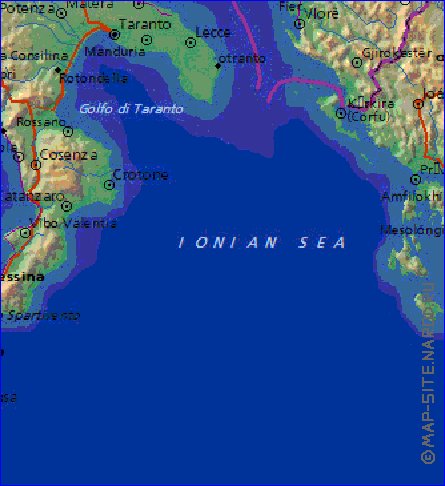 Fisica mapa de Italia em ingles