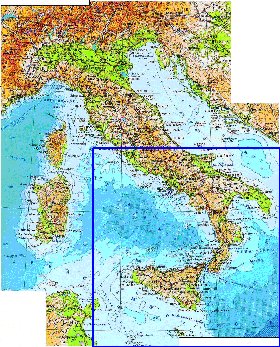 Physique carte de Italie