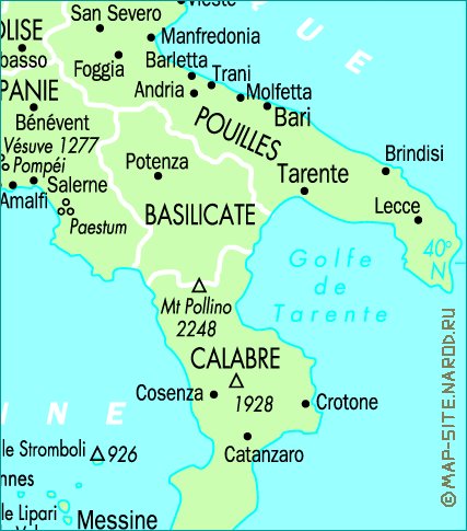 mapa de Italia em frances