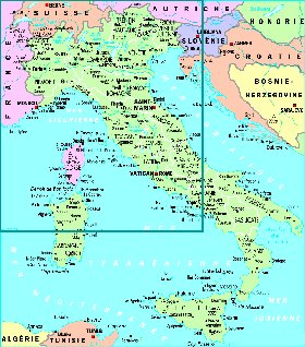 mapa de Italia em frances