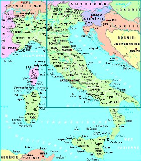 mapa de Italia em frances