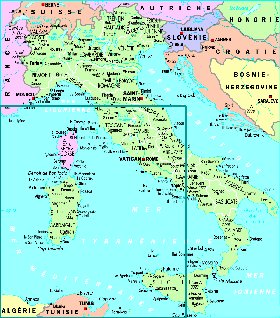 mapa de Italia em frances