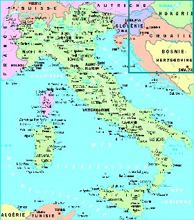 mapa de Italia em frances