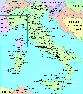 mapa de Italia em frances