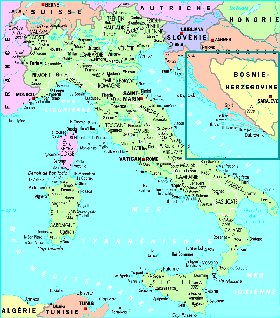 mapa de Italia em frances