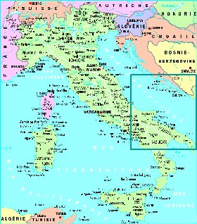 mapa de Italia em frances