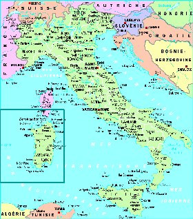 mapa de Italia em frances