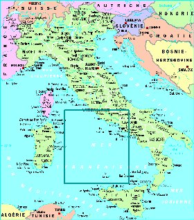 mapa de Italia em frances