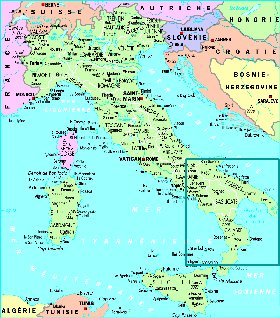 mapa de Italia em frances