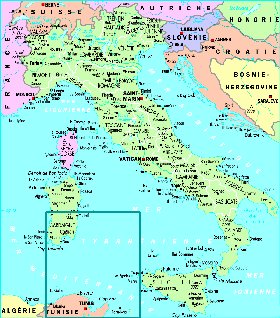 mapa de Italia em frances