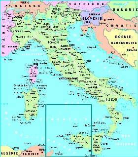 mapa de Italia em frances