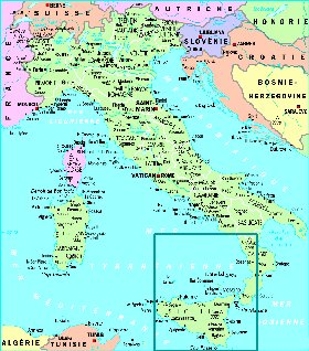 mapa de Italia em frances