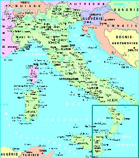 mapa de Italia em frances